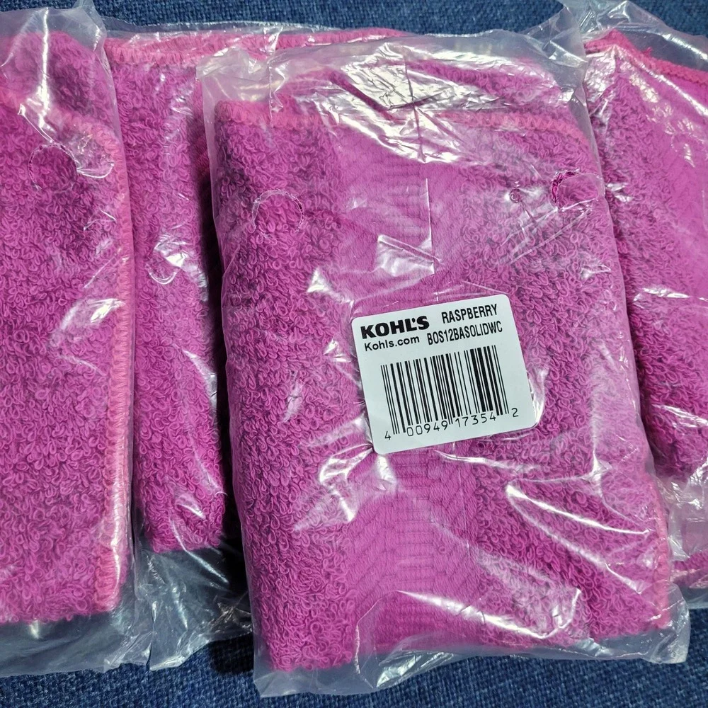5 Pack Kohls Raspberry Bath Hand Towels Terry Cloth Textured New 13
